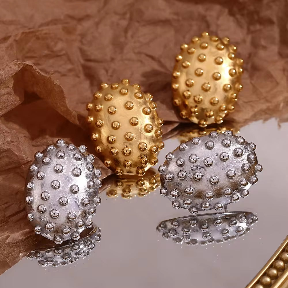 Chunky Earrings Oval Beaded Cactus Stud Earrings Trendy Earrings 2024 Gold Plated Stainless Steel Jewelry My Store