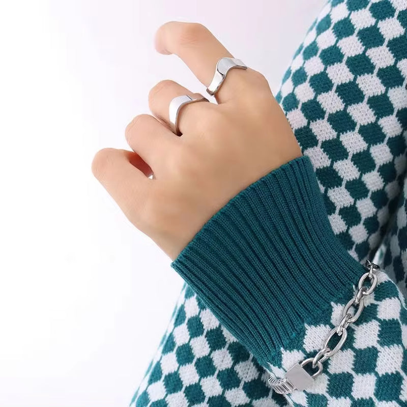 Wholesale Fashion Waterproof Jewelry 18K Gold Plated Stainless Steel Irregular Opening Ring for Women My Store