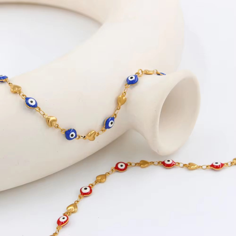 Charms New Beads Bracelets for Women Men Lucky Turkey Heart Eyes Link Chain Bracelet Friendship Jewelry My Store