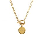 JEWELRY XL12 Wholesale OT Buckle round Plaque Necklace Women'S Alphabet Duplex Fashionable Collarbone Chain My Store