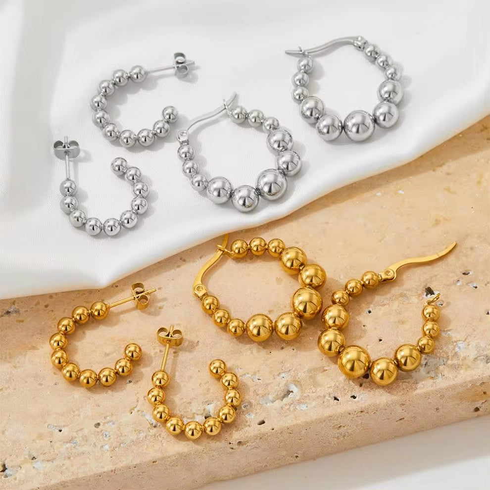 Hot-Selling Jewelry New round Steel Ball Earrings Earrings European and American Fashion Creative Women'S Earrings My Store