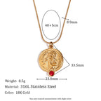 Engraved La Dolce Vita Fashion Lady Pendant Necklace Red Zircon Gold Plated Stainless Steel Jewelry My Store