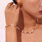 Fresh Water Pearl Chain Choker Necklace Gold Plated Jewelry Tarnish Free Stainless Steel Necklace My Store