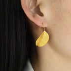 JEWELRY EH96 Fashion Stainless Steel Leaf Earrings Niche Vintage Gold Leaf Earrings My Store