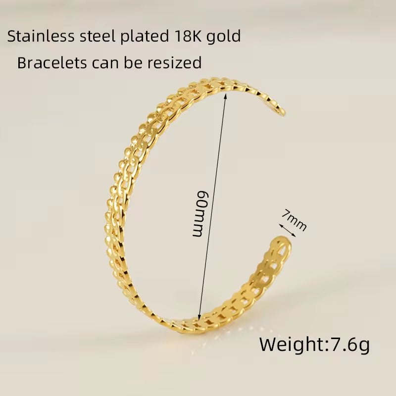 Custom Waterproof Jewelry Stainless Steel Cuban Chain 18K Gold Plated Bracelet for Women Ladies Bracelet Sets My Store
