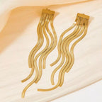 Hot Sell Snake Bone Chain Tassel Earrings Women Jewelry Designer Stainless Steel 18K Gold Plated Fringe Earrings My Store