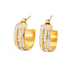 New Ins Designs Minimalist C Shape 18K Gold Plated Zircon Stainless Steel Stud Earrings for Women Jewelry My Store