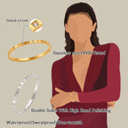 Luxury Gold Plated Oval Zircon Cuff Bracelets Stainless Steel Pave Zircon Bangle My Store