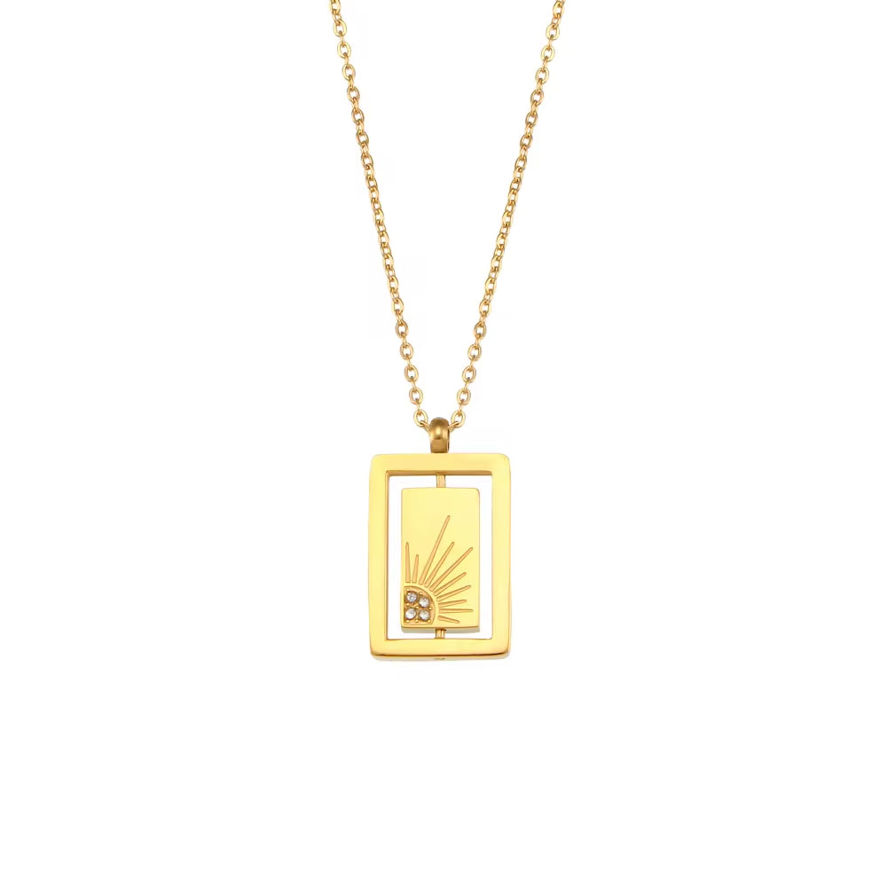 Wholesale Fashion Gold Plated Necklace Set Tarnish Free Jewelry Enamel Stainless Steel Pendant Necklace My Store