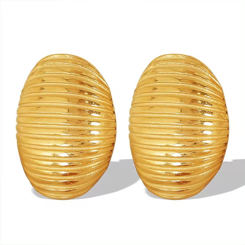 JEWELRY EH186 French Multi-Layer Pleated Openwork Textured Stainless Steel Earrings Tide My Store