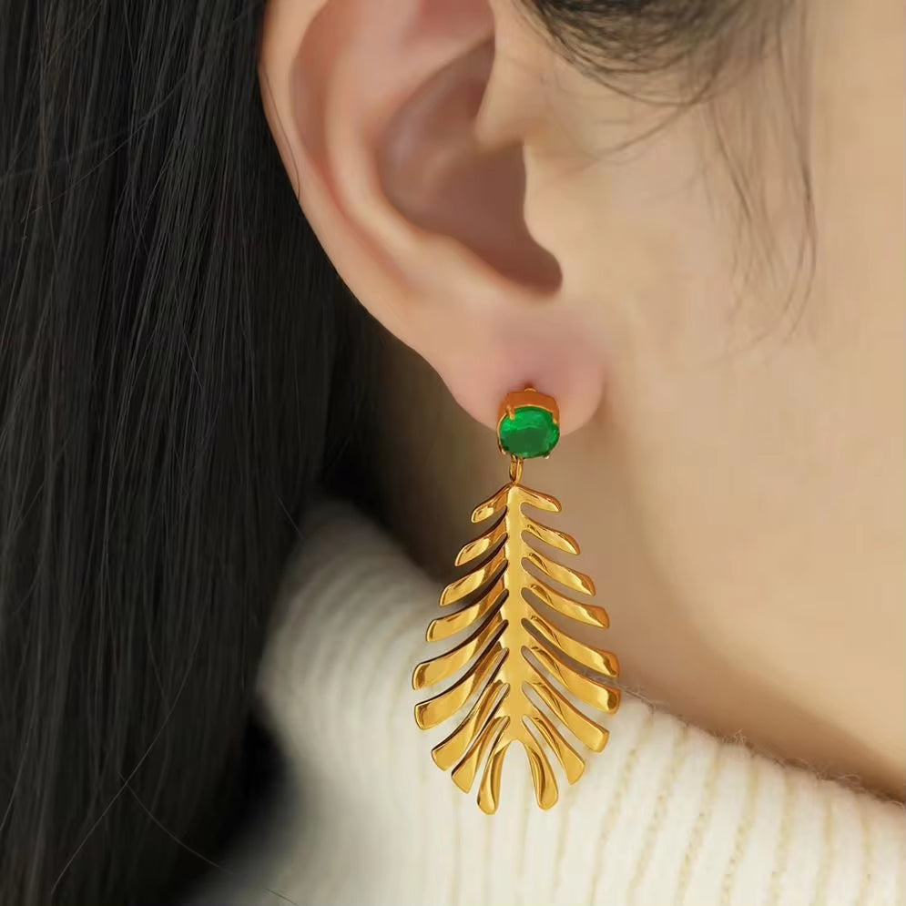 JEWELRY EH210 Premium Sense of Inlaid Zirconia Earrings 2024 New Exquisite Earrings Feathery Korean Version My Store