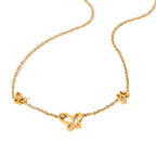 Ins Thin Chain Gold Plated Stainless Steel Three Butterfly Shape Hollow Zircon Necklace My Store