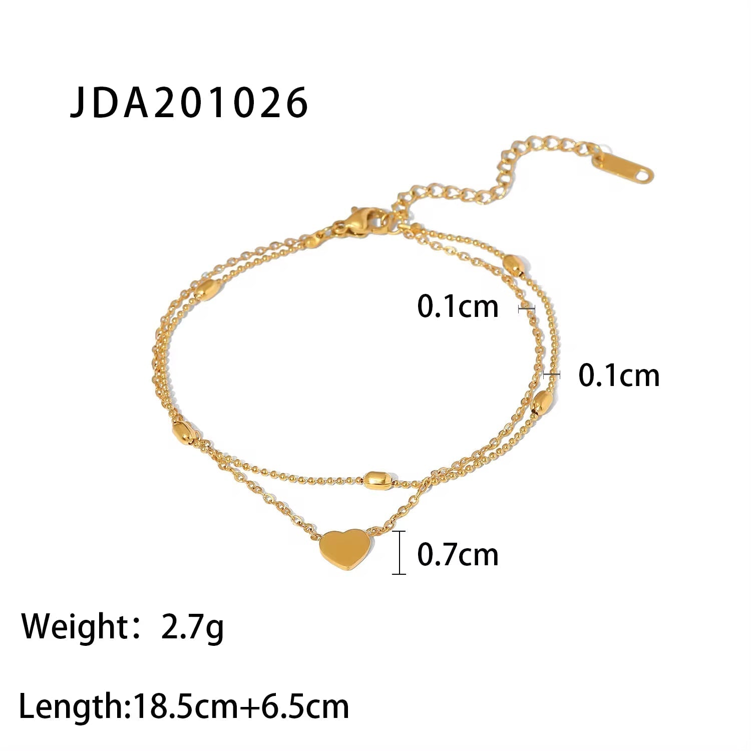Dainty 18K Gold Plated Stainless Steel Simple Jewelry Gift Waterproof Chain Cross Double Layer Daity Anklet for Women My Store