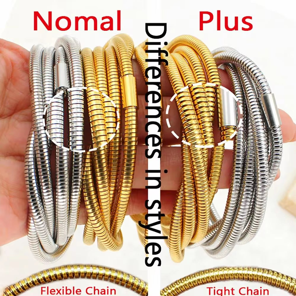 Trendy Stainless Steel Multi-Layer Spiral Bracelet Fashion 18K Gold Plated Jewelry High Quality Low MOQ My Store
