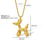 JEWELRY XL64-MYL05 Factory Supply Balloon Dog Pendant Necklace Stainless Steel Zodiac Dog Sweater Chain for Women My Store