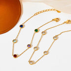 Trendy Exquisite Fashion Jewelry Stainless Steel Charm Pulseras Gold Link Chain Colorful Zircon Bracelet My Store