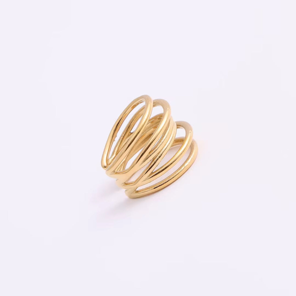 Hot Sale Women Fashion Minimalist Design High Quality Jewelry 18K Gold Plated Stainless Steel Stacking Multi Layers Ring My Store