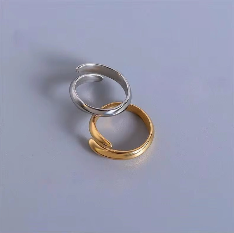 Personalized 18K Gold Plated Open Stainless Steel Waterproof Jewelry Double Open Rings for Women My Store