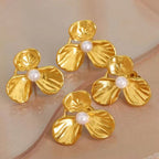 JEWELRY EH139 China Wholesale New Pearl Stainless Steel Earrings Petal Earrings Gold-Plated 18K for Women My Store