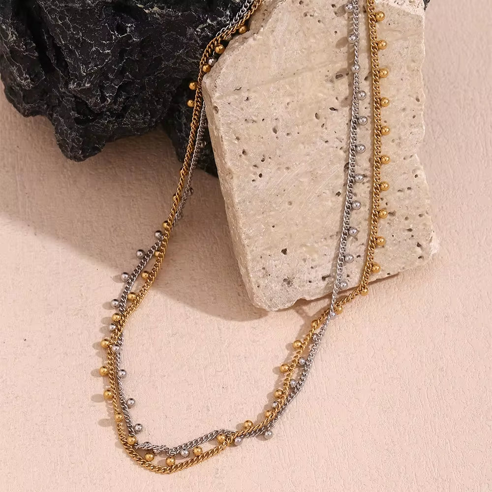 Bohemian Jewelry Beaded Tassel Necklace Gold Plated Chain Necklace Stainless Steel Jewelry My Store