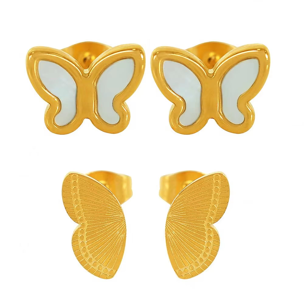 JEWELRY EH240-1 French Fashion Stainless Steel 18K Gold Plated Butterfly Shape Earrings for Women My Store