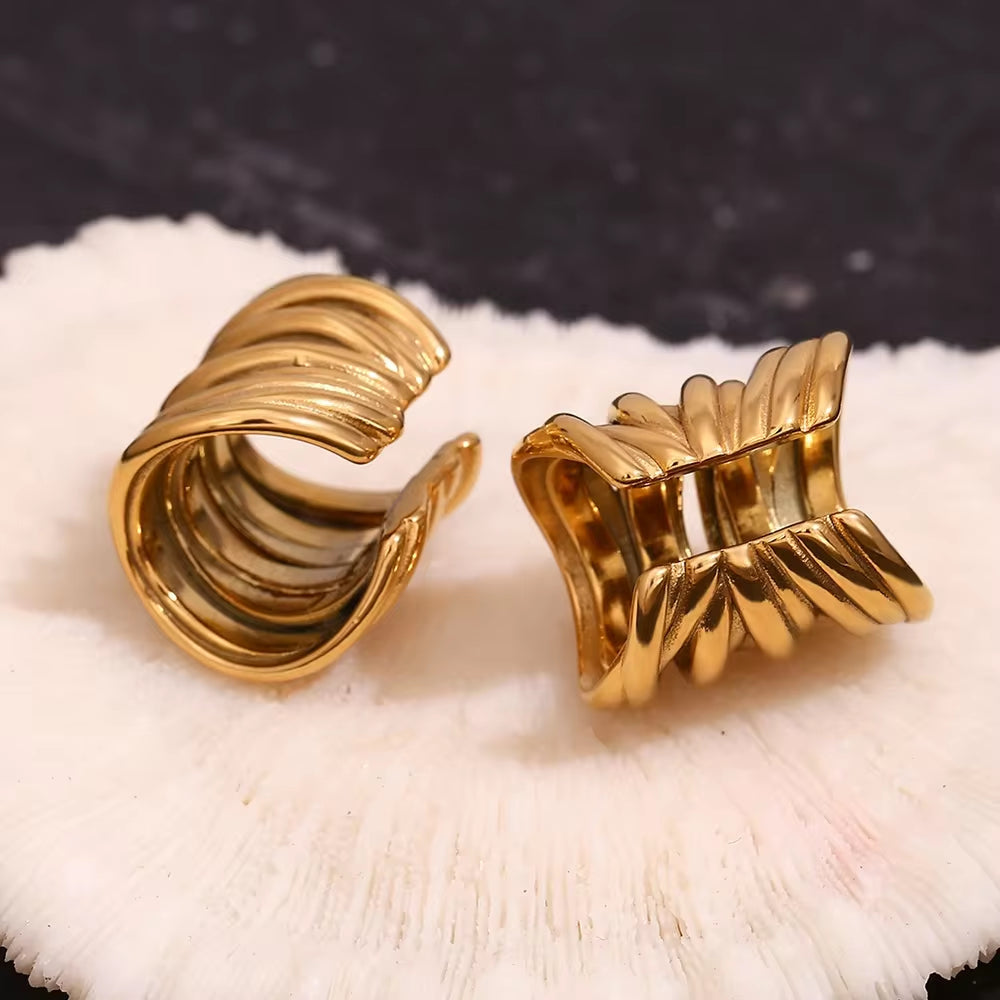 Vintage Multilayer Ear Cuffs Gold Plated Clip on Earrings Stainless Steel Jewelry Wholesale My Store