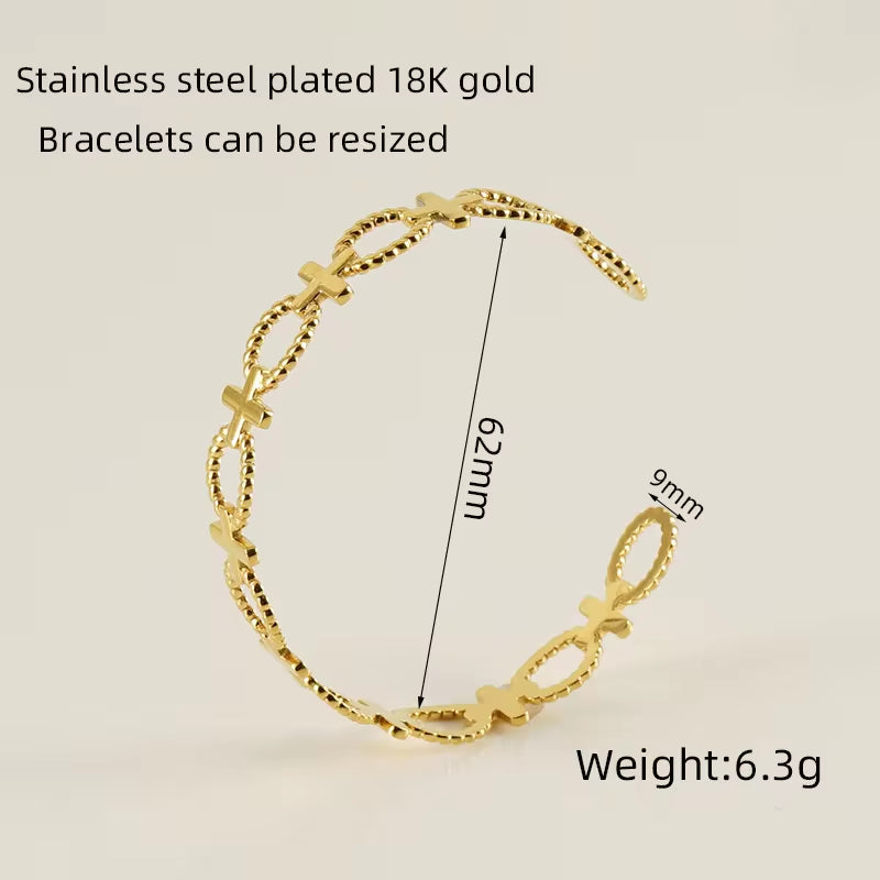 Custom Waterproof Jewelry Stainless Steel Cuban Chain 18K Gold Plated Bracelet for Women Ladies Bracelet Sets My Store