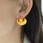 JEWELRY EH185 New Cold Wind Pleated Irregular Exaggerated Earrings Stainless Steel Gold-Plated 18K Earrings My Store