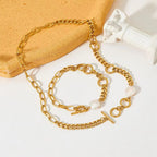 Stainless Steel Twist Chain Pearl Necklace OT Buckle Baroque Freshwater Pearl Twisted Chain Necklace Women My Store