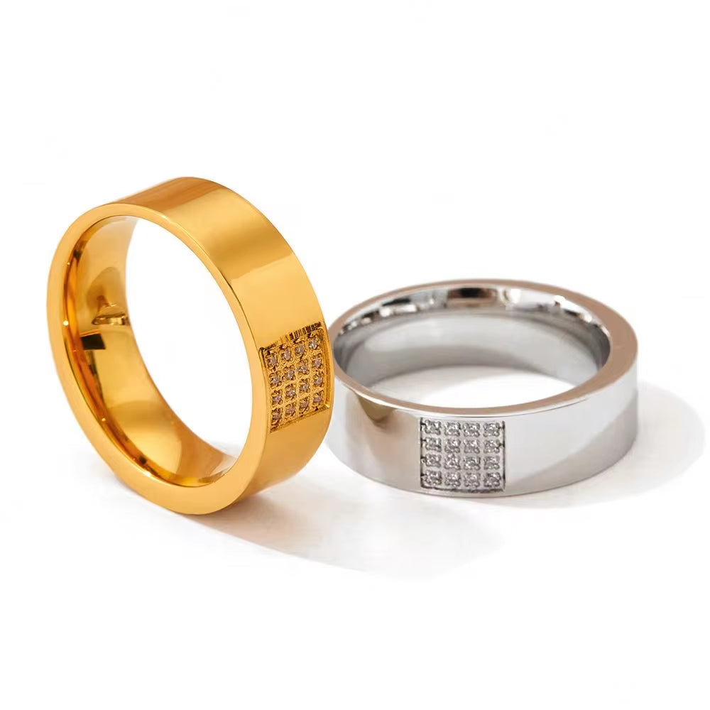 High-End Microencrusted Zircon Delicate Finger Ring Stainless Steel Rings My Store