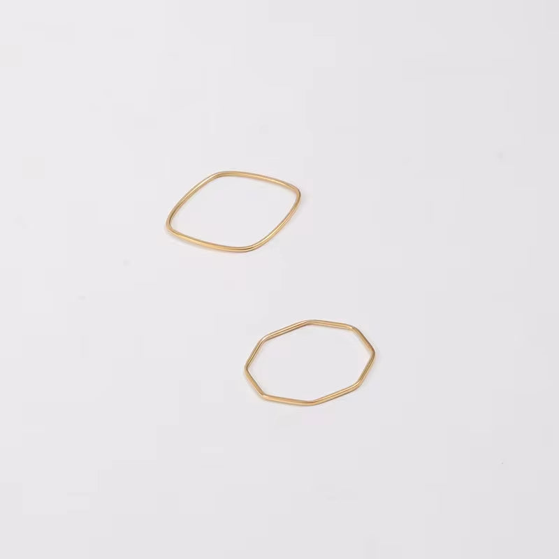 316L Stainless Steel Ins Minimalist Rings Simple PVD Gold Plated Retangular Square Oval Ring My Store