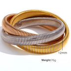 JEWELRY Fashion Stainless Steel Wide Face Bracelet Trendy Color Blocking Bracelet Stretchy Snake Bone for Women My Store