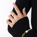 Wholesale Fashion Waterproof Jewelry 18K Gold Plated Stainless Steel Irregular Opening Ring for Women My Store