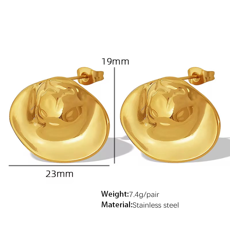 JEWELRY EH185 New Cold Wind Pleated Irregular Exaggerated Earrings Stainless Steel Gold-Plated 18K Earrings My Store
