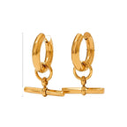 Fashion 18K Gold-Plated Stainless Steel T-Bar Pendant Earrings Women'S Fashion Earing Accessories Jewelry Making My Store