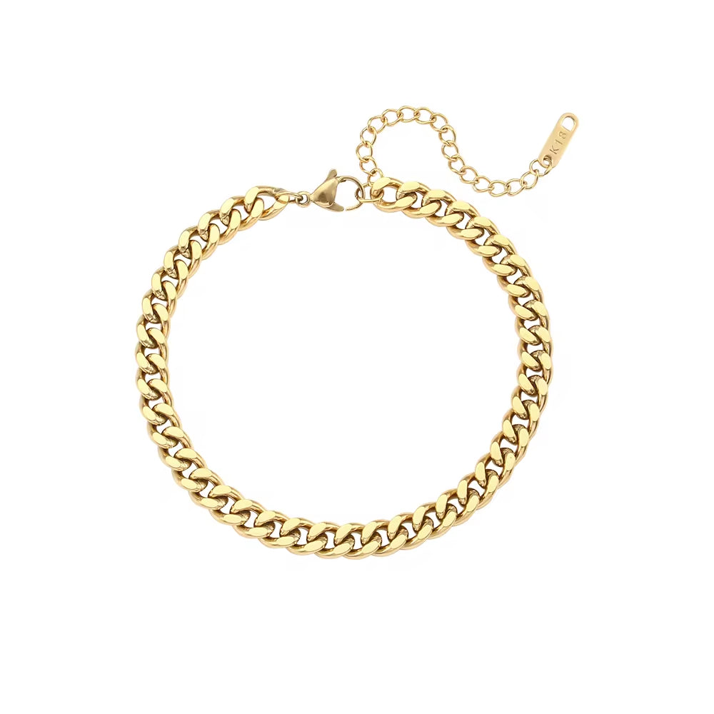 Non Tarnish Gold Plated 316L Stainless Steel Anklets for Women Cuban Link Anklet Bracelets 18K Gold Jewelry My Store