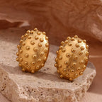 Chunky Earrings Oval Beaded Cactus Stud Earrings Trendy Earrings 2024 Gold Plated Stainless Steel Jewelry My Store
