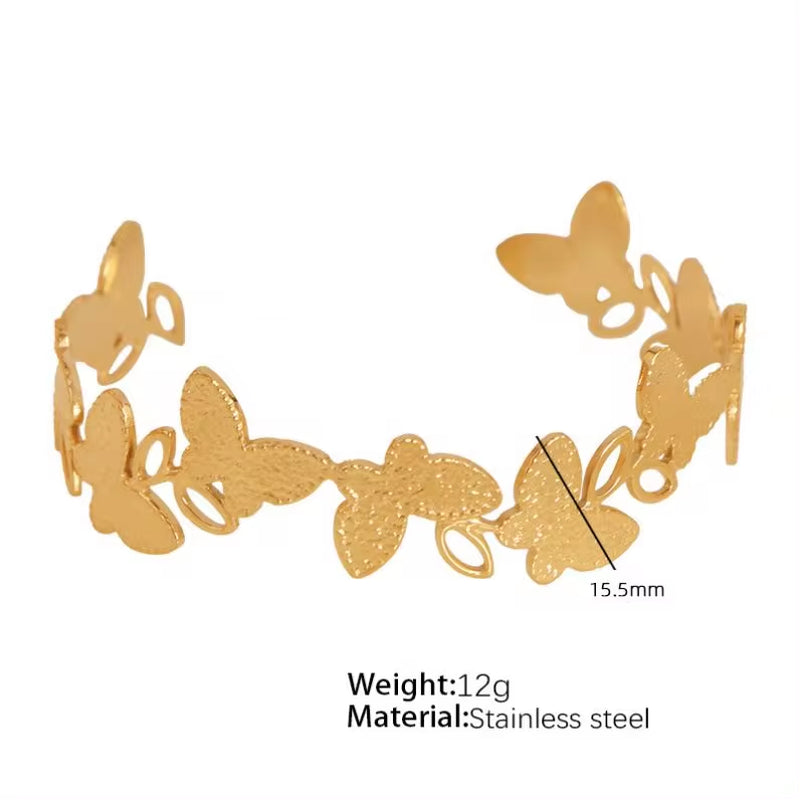 JEWELRY SZ19-24 2024 Vintage Heavy Textured Feeling Water Wave Design Open Bangle Stainless Steel Bracelet Wholesale My Store