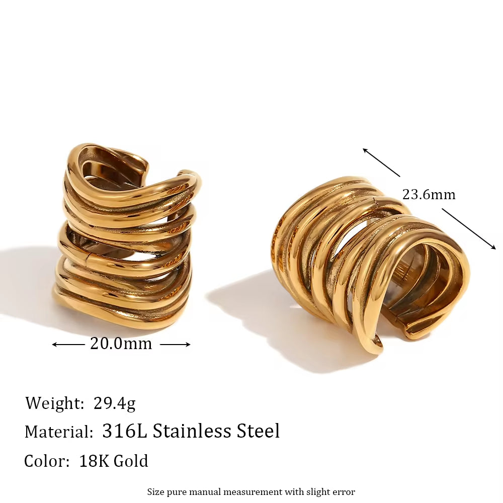 Vintage Multilayer Ear Cuffs Gold Plated Clip on Earrings Stainless Steel Jewelry Wholesale My Store