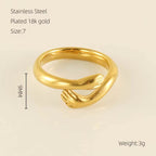 High Quality Vintage Wide Love Hands Embracing Ring Stainless Steel Tarnish Free Hand Hug Open Ring My Store
