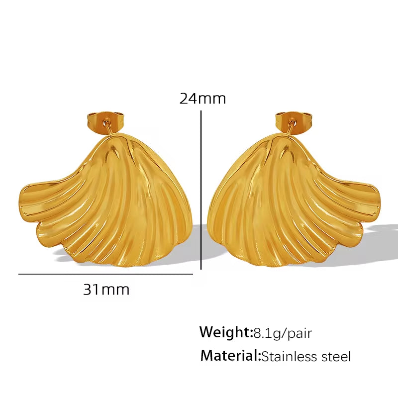 JEWELRY EH169 Fashion Simple Earrings Gold Wave Earrings Personality Exaggerated Temperament Earrings My Store