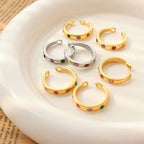Stainless Steel 18K Gold Plated Colorful Zircon Personality Ring for Women My Store