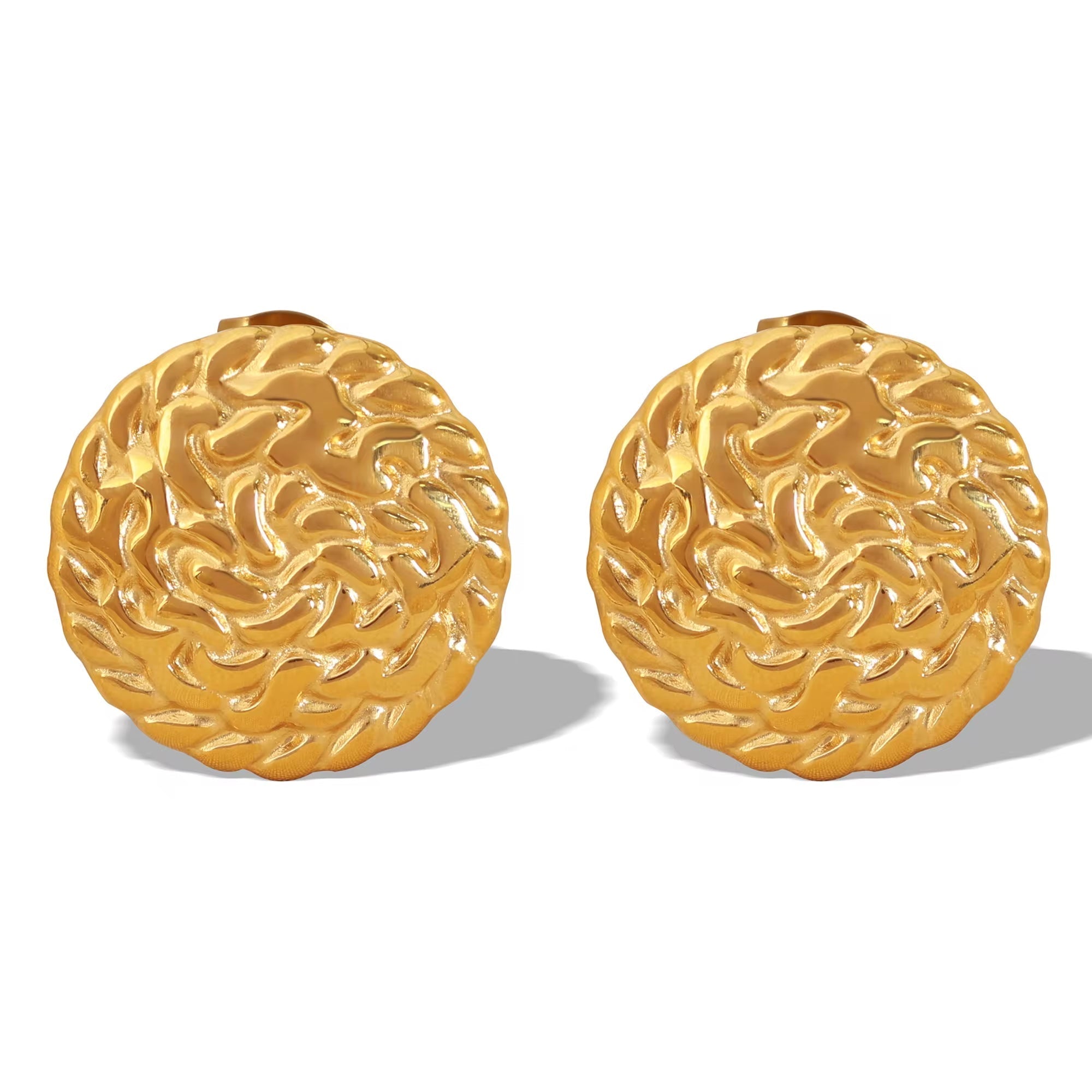 JEWELRY EH189 the Newest Stainless Steel 18K Gold Earrings French Vintage Disc Embossed Earrings for Women My Store