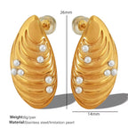 JEWELRY EH203 New Stainless Steel Shell Gum Bead Earrings 18K Gold Plated Fashion Earrings Jewelleryk Earrings Studs My Store