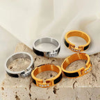 JEWELRY JZ31 French Quad Diamond Micro Diamond Index Ring Stainless Steel Gold Plated 18K My Store