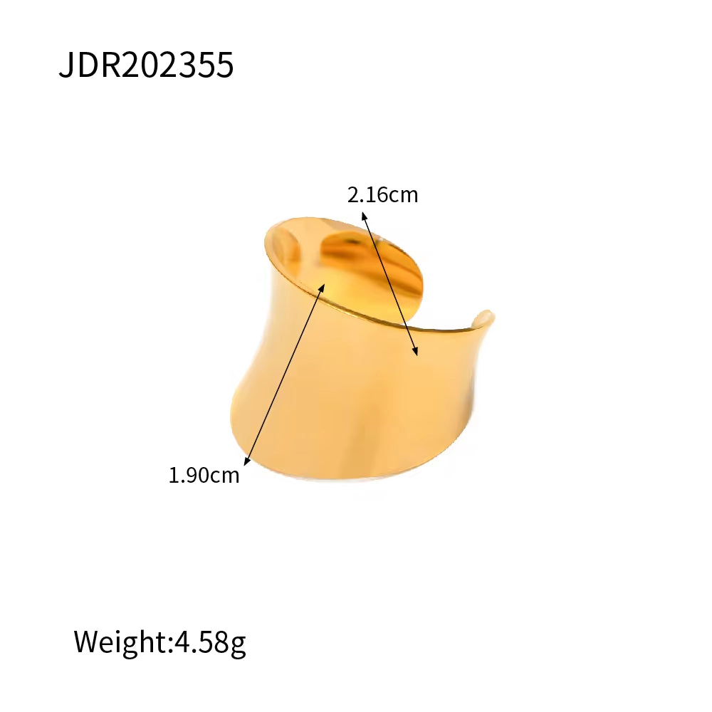 Smooth Gold Plated Full Zirconia Open Ring Stainless Steel Tiger Eye Turquoise Stone Stacking Rings Jewelry Girls My Store