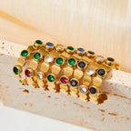 Waterproof Charm Fashion Jewelry 18K Gold Plated Stainless Steel Green Colorful Cubic Zirconia Hoop Earrings Women My Store