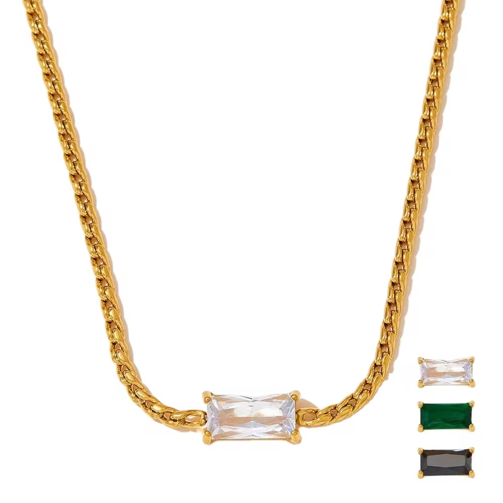 Wholesale Y2K Square CZ Pendant Necklace Stainless Steel S Chain Choker Jewelry Gifts Valentine'S Day Necklaces My Store