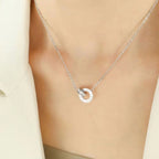 JEWELRY XL91 China Wholesale Double Ring Necklace with Diamonds Stainless Steel Jewelry 18K Gold Plated My Store