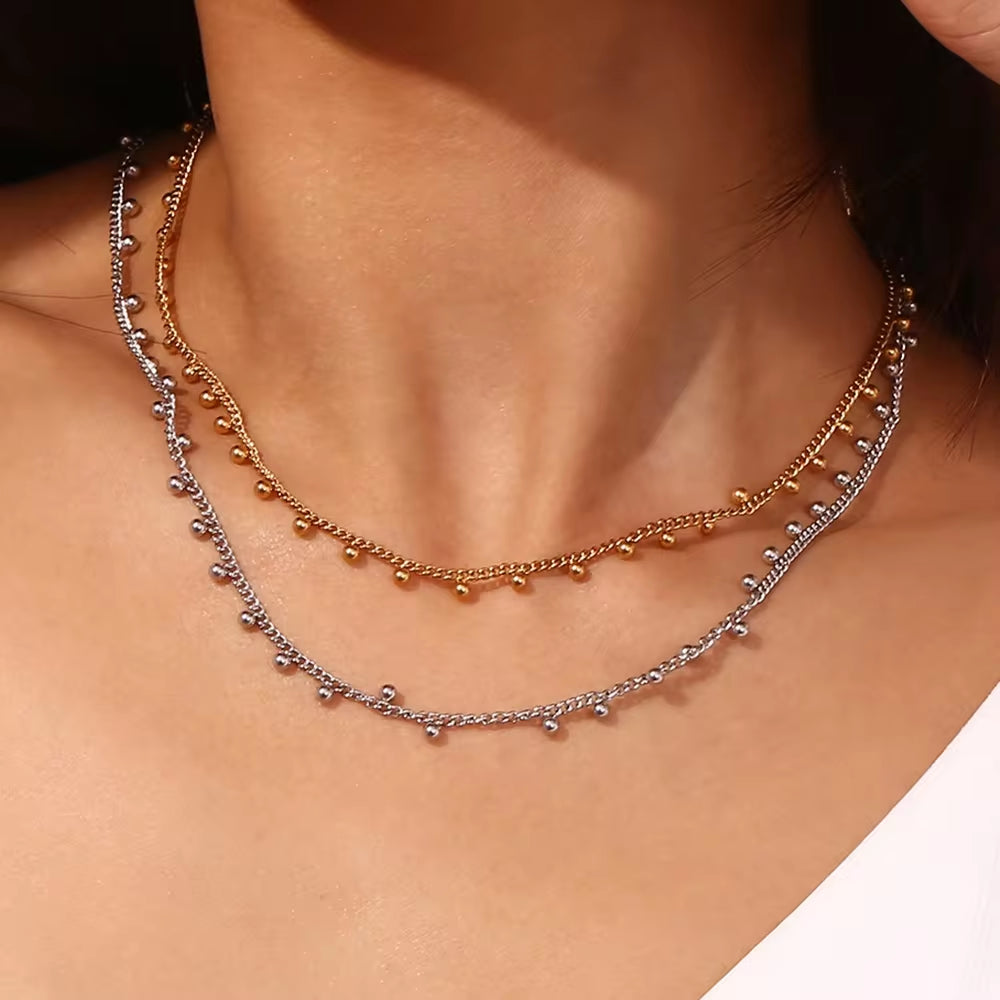 Bohemian Jewelry Beaded Tassel Necklace Gold Plated Chain Necklace Stainless Steel Jewelry My Store